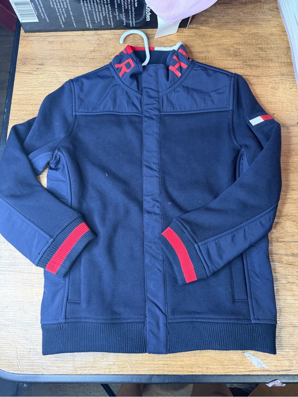 Tommy Hilfiger Navy Bomber Jacket with Red Trim